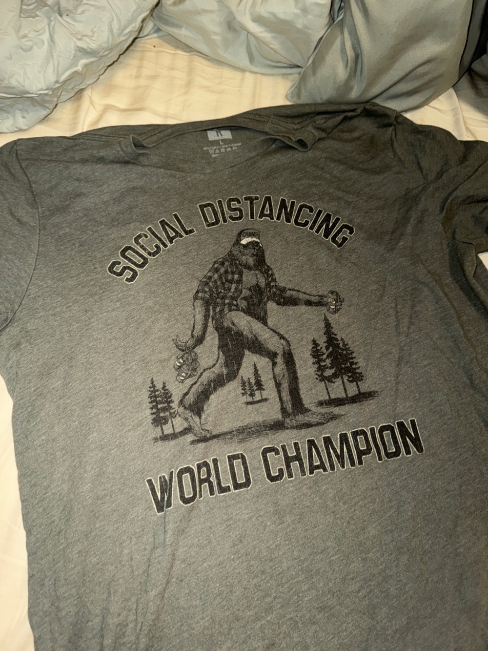 Social Distancing World Champion Graphic Tee - Gray